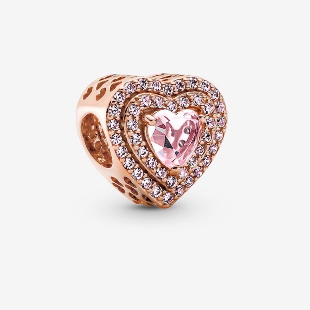 Pandora rose gold sparkling levelled heart charm